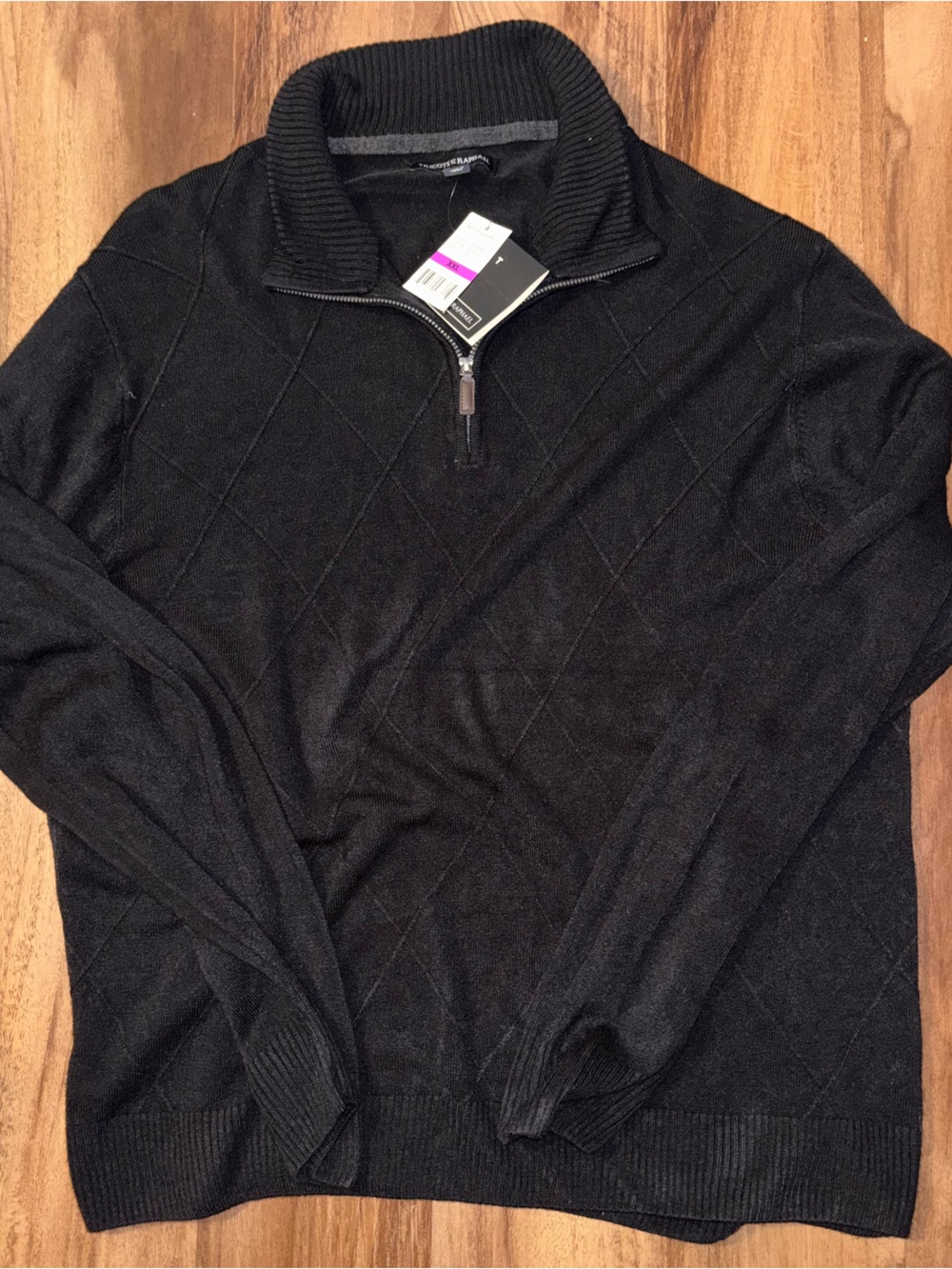 Men's Black Half-Zip Cowl Turtleneck Sweater